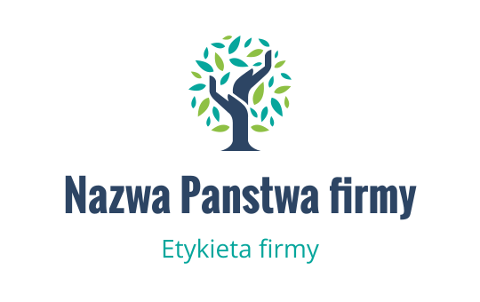 Nowoczesny projekt logo drzewa z zielonymi liśćmi i ciemnym pniem