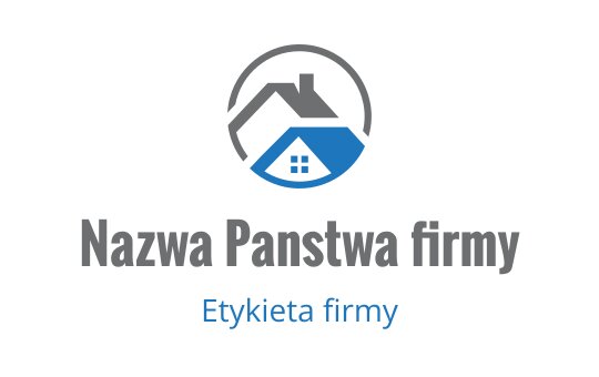 Nowoczesne logo domu z niebieskim dachem i okrągłym konturem