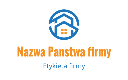 Nowoczesne logo domu z niebieskimi i pomarańczowymi elementami