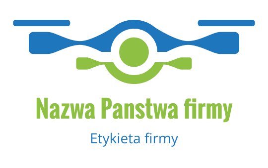 Nowoczesne logo drona z niebieskimi i zielonymi elementami