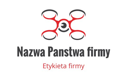 Nowoczesny projekt logo drona z czerwonymi akcentami i okrągłymi śmigłami