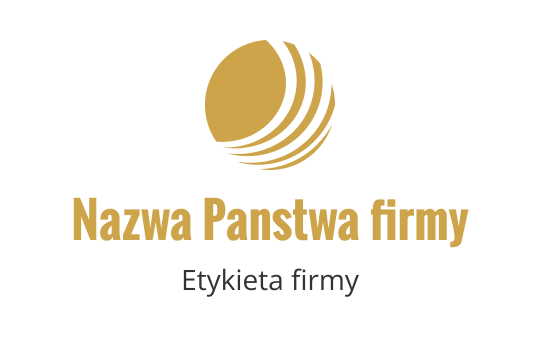 Nowoczesny projekt logo z stylizowaną złotą kulą i zakrzywionymi liniami