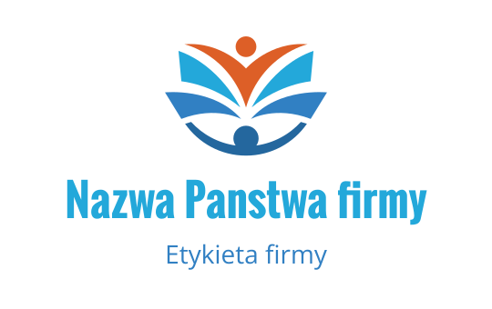 Kolorowy projekt logo z stylizowaną postacią i abstrakcyjnymi liśćmi