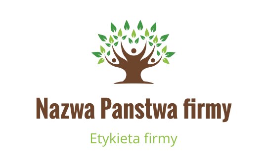 Nowoczesne logo drzewa z zielonymi liśćmi i brązowym pniem