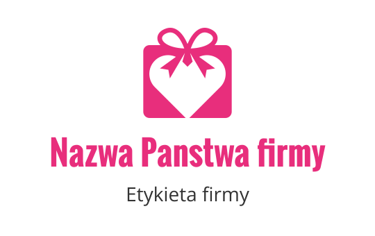 Zabawny różowy projekt logo pudełka prezentowego z sercem i kokardą