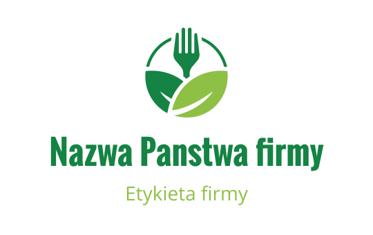 Nowoczesny projekt logo z widelcem i zielonymi liśćmi w okrągłym układzie