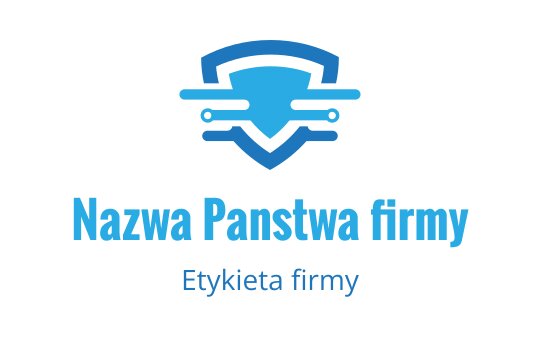 Nowoczesne niebieskie logo w kształcie tarczy z abstrakcyjnymi liniami i kształtami