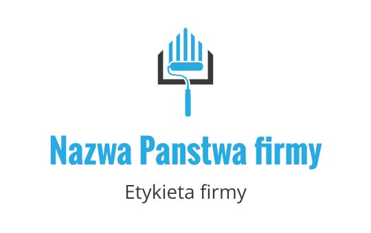 Nowoczesny projekt logo z wałkiem malarskim i pionowymi paskami w kolorze niebieskim