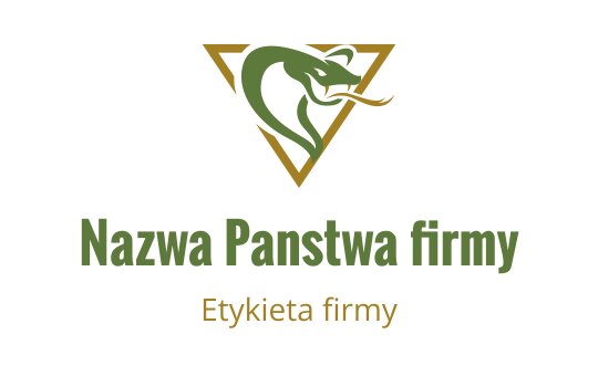 Odważne logo węża w trójkątnej ramie w zieleni i złocie