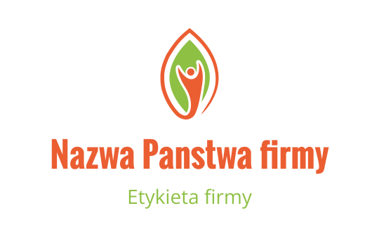 Nowoczesny projekt logo z stylizowanym liściem i postacią ludzką w pomarańczowym i zielonym