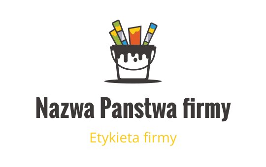 Zabawne logo z uśmiechającym się wiadrem farby i kolorowymi pędzlami