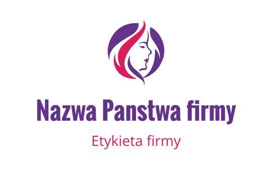 Elegancki projekt logo z profilem kobiety i falującymi włosami w purpurze i różu