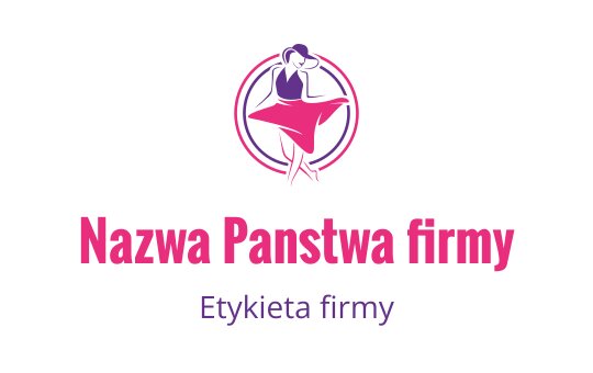 Elegancki projekt logo z tancerką w różowej spódnicy i okrągłą ramą