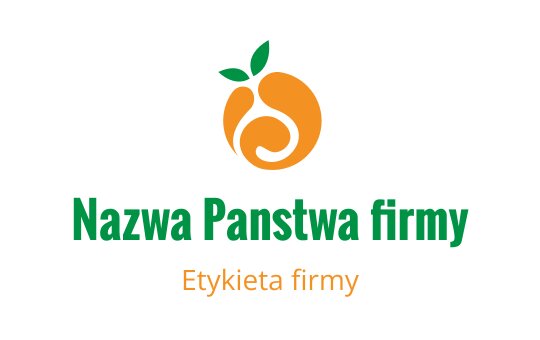 Nowoczesne pomarańczowe logo z stylizowanym owocem i zielonymi liśćmi