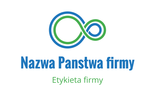 Nowoczesny projekt logo nieskończoności z niebieskimi i zielonymi splątanymi liniami
