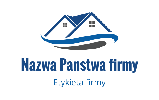 Nowoczesny projekt logo z dwoma stylizowanymi domami i falującym elementem