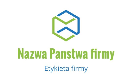 Nowoczesny projekt logo w kształcie heksagonu z zielonymi i niebieskimi elementami