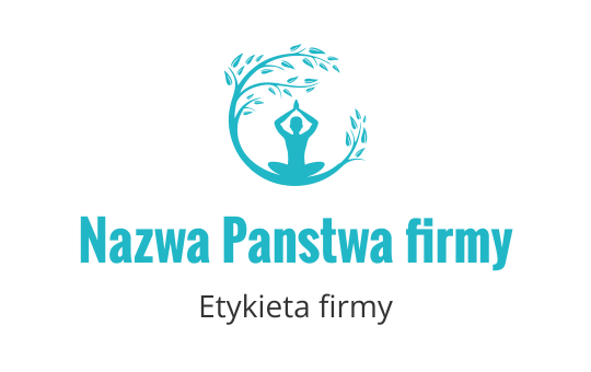 Spokojne logo z postacią medytującą otoczoną liściastymi gałęziami