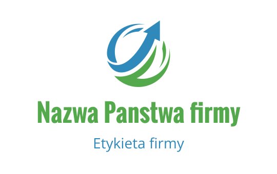 Nowoczesny projekt logo z niebieską strzałką i zielonymi elementami okrągłymi