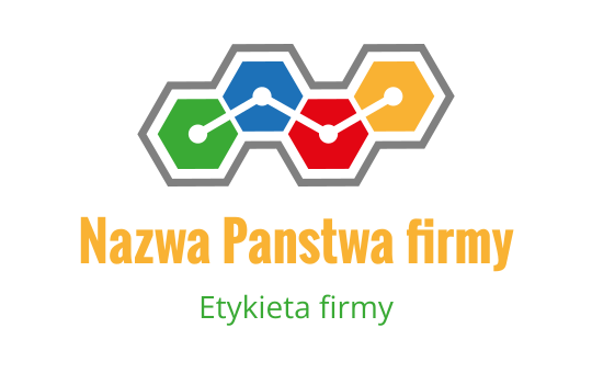 Kolorowy heksagonalny projekt logo z połączonymi kształtami w zielonym, czerwonym, niebieskim i żółtym