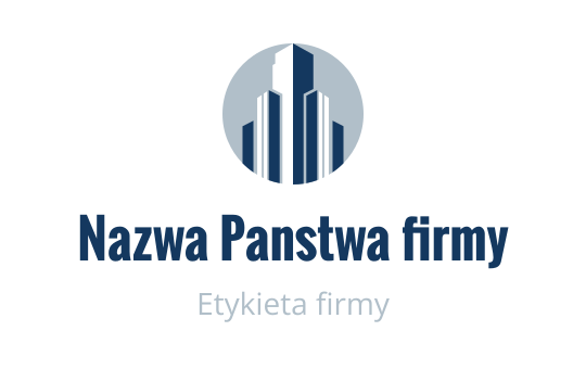 Nowoczesny okrągły projekt logo z niebieskimi wieżowcami na jasnym tle