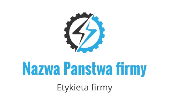 Nowoczesny projekt logo z zębatką i błyskawicą w niebieskim i czarnym kolorze