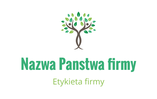 Nowoczesne logo drzewa z zielonymi liśćmi i brązowym pniem