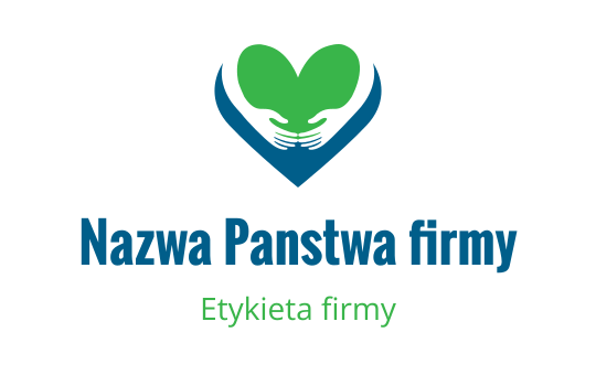 Logo w kształcie serca z zielonymi i niebieskimi elementami