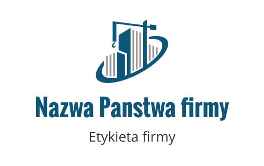 Nowoczesny projekt logo z stylizowanym budynkiem i wagą w kolorze niebieskim