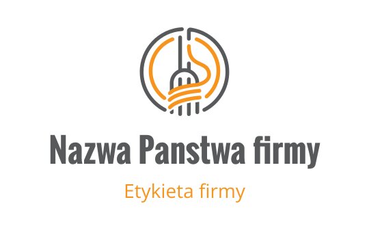 Nowoczesny projekt logo z widelcem i wirującym makaronem w pomarańczowym i szarym kolorze