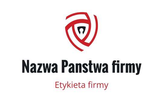 Odważne logo w kształcie tarczy z czerwonymi i czarnymi elementami splątanymi