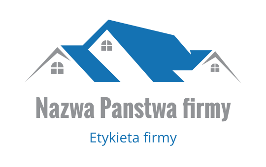 Nowoczesne niebiesko-szare logo z stylizowanymi dachami i oknami