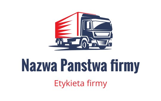 Odważne logo ciężarówki z czerwonymi i niebieskimi elementami