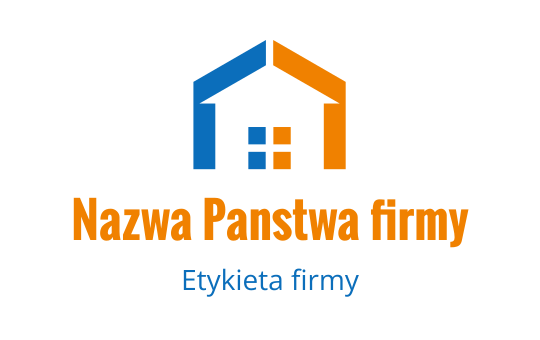Nowoczesne logo domu z niebieskimi i pomarańczowymi elementami