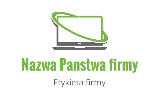Nowoczesny projekt logo laptopa z zieloną orbitującą linią