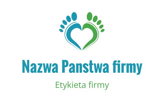 Kolorowy projekt logo z sercami w kształcie odcisków stóp w niebieskim i zielonym