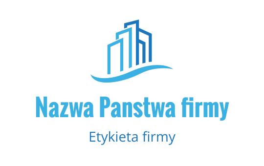 Nowoczesne niebieskie logo z elementem falującym w tle