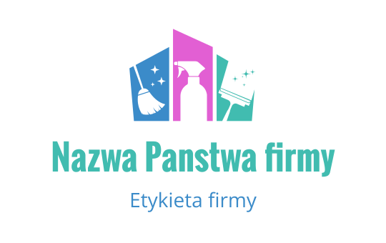 Kolorowy projekt logo z narzędziami do sprzątania i butelką sprayu