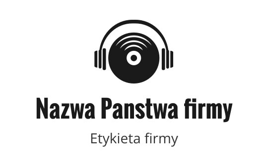 Nowoczesny projekt logo z winylową płytą i słuchawkami