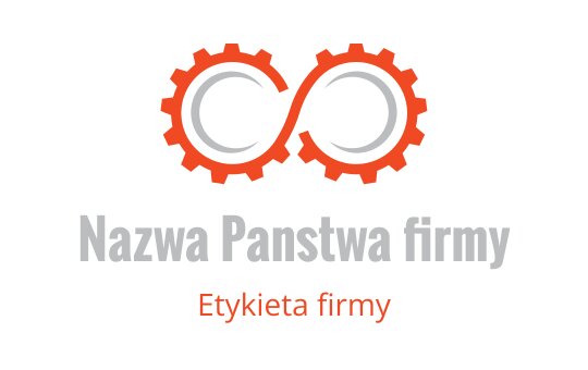 Nowoczesny projekt logo nieskończoności z zazębiającymi się zębatkami w pomarańczowym i szarym