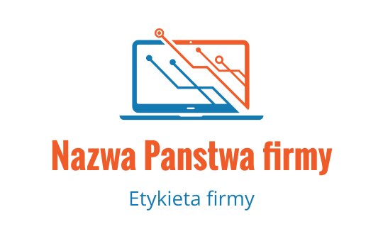 Nowoczesne logo laptopa z niebieskimi i pomarańczowymi liniami obwodów