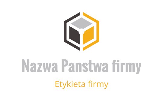 Nowoczesny projekt logo w kształcie heksagonu z stylizowanym sześcianem w szaro-żółtych kolorach