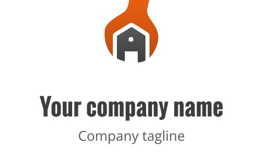 Odważny projekt logo z pomarańczowym zębatym kształtem, brązowymi akcentami i szarym tekstem