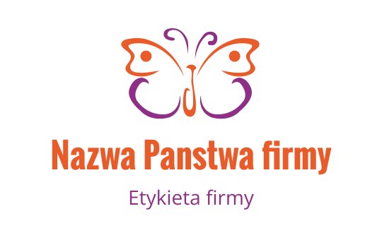 Kolorowe logo motyla z pomarańczowymi i fioletowymi akcentami