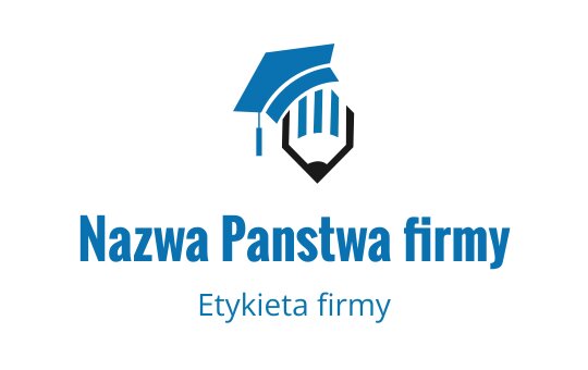 Nowoczesny projekt logo z elementami czapki absolwenta i ołówka w niebieskim i czarnym