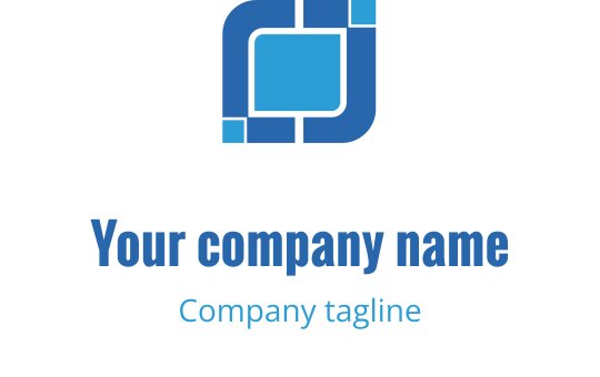 Nowoczesne niebieskie logo z geometrycznymi kształtami i czystymi liniami