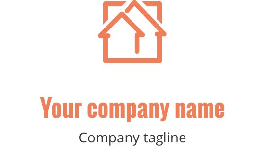 Nowoczesne logo w kolorze koralowym z abstrakcyjnymi kształtami architektonicznymi
