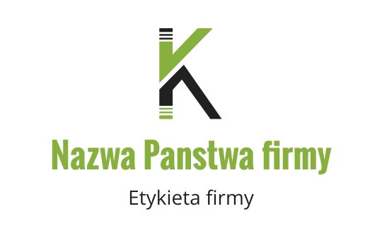 Nowoczesny projekt logo z stylizowaną zieloną literą K i czarnymi akcentami