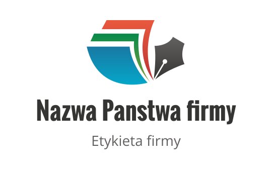 Kolorowy projekt logo z warstwowymi kształtami i stalówką