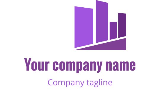 Nowoczesne fioletowe logo z abstrakcyjnymi kształtami pasków i czystymi liniami